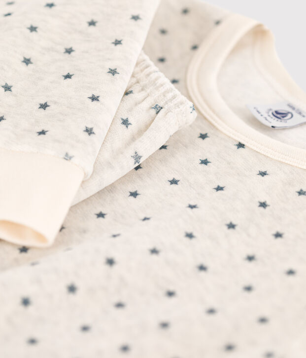 Kinderpyjama aus Nicki mit Sternenmotiv beige/grau