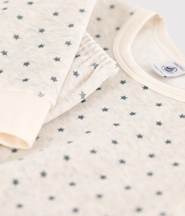 Kinderpyjama aus Nicki mit Sternenmotiv beige/grau