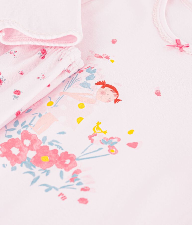 Kinder-Pyjama aus Baumwolle mit Blumenmotiv rosa/vielfarbig
