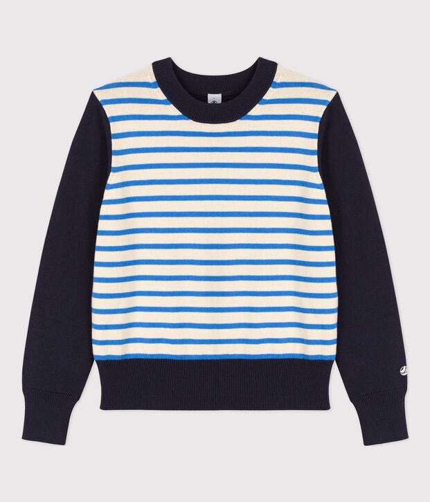 Pullover aus Baumwolle mit Streifen f&uuml;r Damen blau/naturfarben/blau