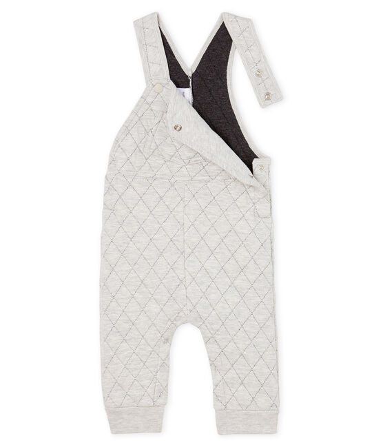 Lange Baby-Latzhose für Jungen aus gestepptem Doppeljersey grau BELUGA CHINE