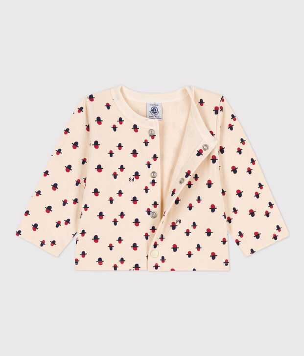 Baby-Cardigan aus bedrucktem Doppeljersey naturfarben/vielfarbig