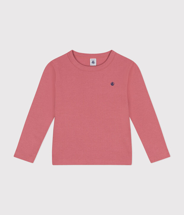 Lang&auml;rmeliges Kinder-T-Shirt aus Rippstrick f&uuml;r M&auml;dchen und Jungen rosa