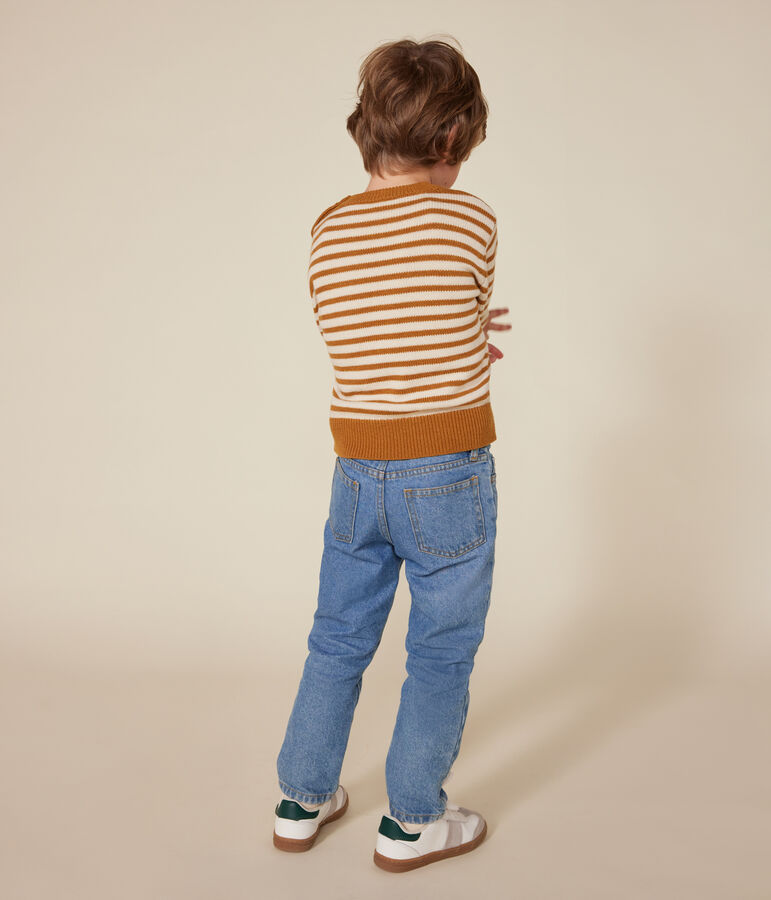 Kinder-Pullover aus Wolle und Baumwolle f&uuml;r Jungen naturfarben/braun