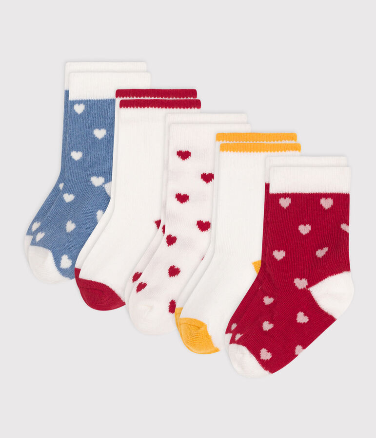 5er-Set Baby-Socken aus Baumwolle mit Herzmotiv vielfarbig