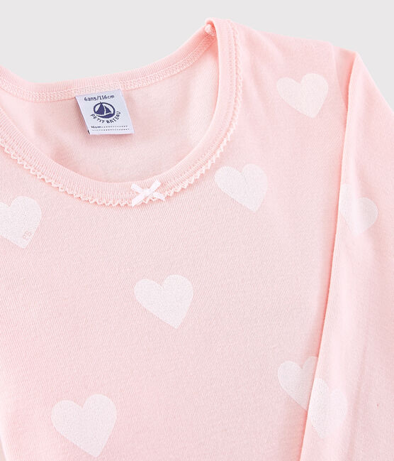 Snugfit-Kinderpyjama aus Bio-Baumwolle mit rosafarbenem Herzmotiv für Mädchen rosa MINOIS/weiss MARSHMALLOW