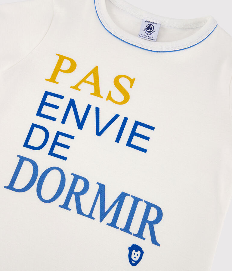 Kinder-Kurzpyjama aus Baumwolle f&uuml;r Jungen weiss/blau