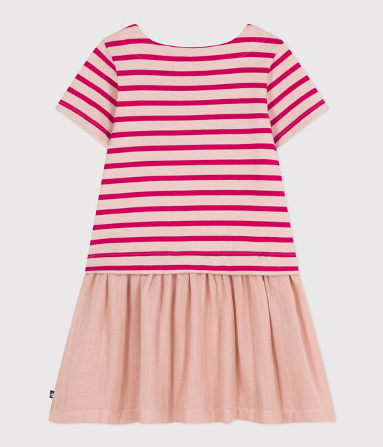 Kurzärmeliges Kleid aus dickem Jersey und Baumwollgaze, Kinder/Mädchen SALINE/ DELHI