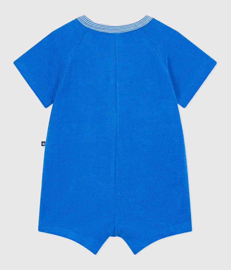 Baby-Kurzoverall aus einfarbiger Baumwolle blau