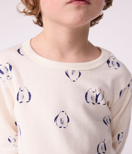 Kinder-Pyjama aus Molton mit Pinguinen blau MILK/ SOIR