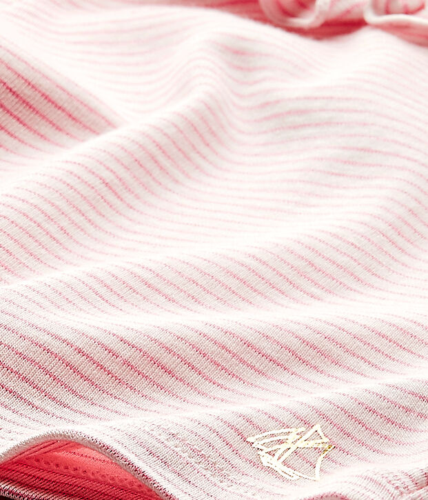 Gestreiftes Baby-M&auml;dchen-T-Shirt weiss/rosa