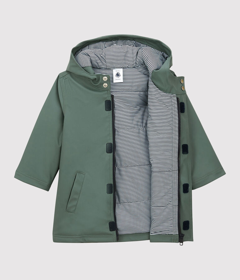 Warme Baby-Regenjacke mit Fleecefutter gr&uuml;n