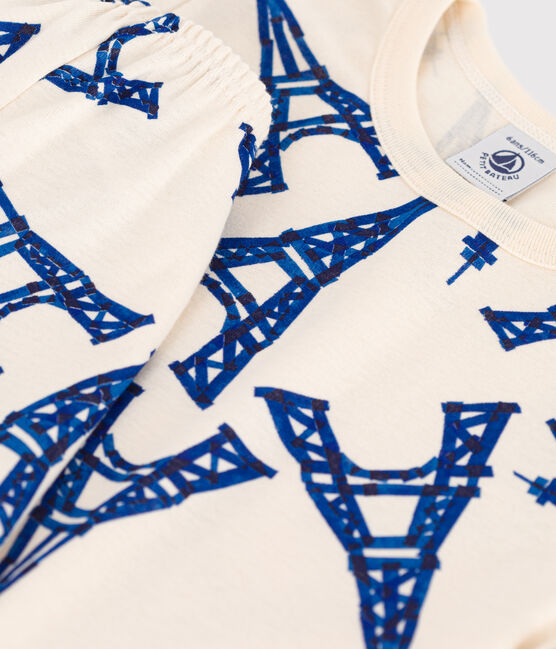 Kinder-Kurzpyjama Paris aus Baumwolle weiss AVALANCHE/ MULTICO