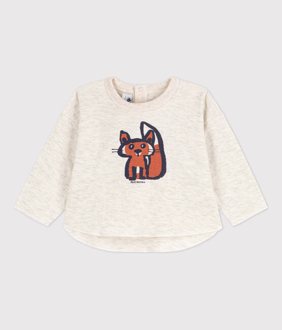 Langärmeliges bedrucktes Baby-T-Shirt aus Doppeljersey beige MONTELIMAR CHINE
