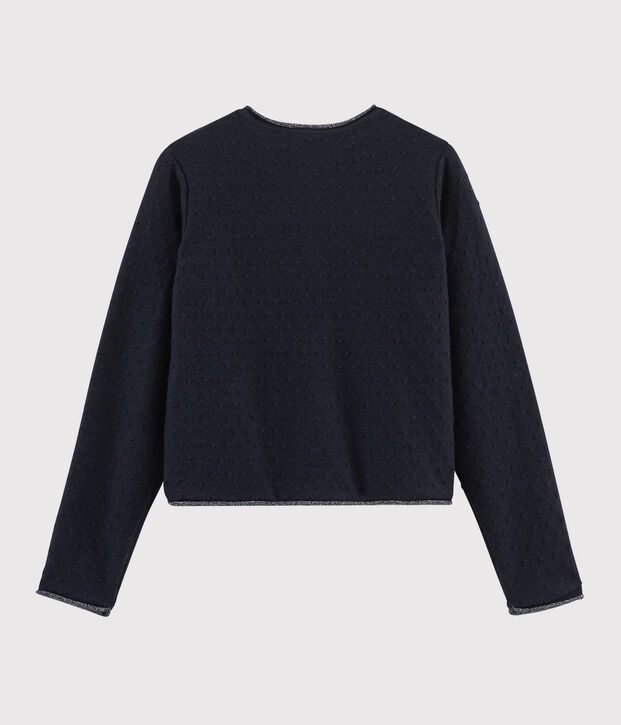 Kinder-Cardigan aus Wolle und Baumwolle f&uuml;r M&auml;dchen blau