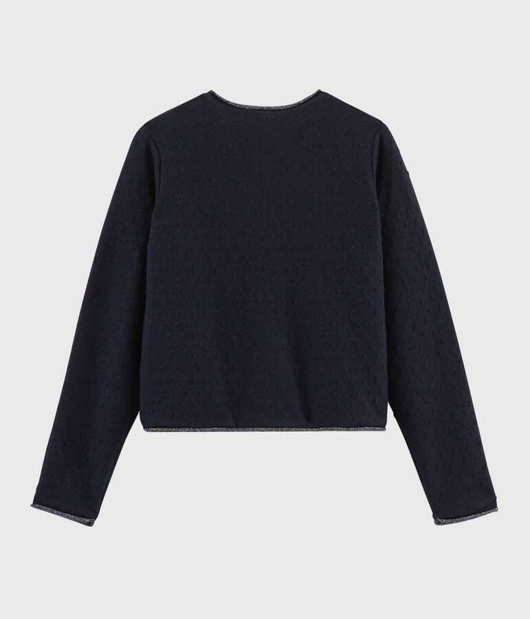 Kinder-Cardigan aus Wolle und Baumwolle f&uuml;r M&auml;dchen blau