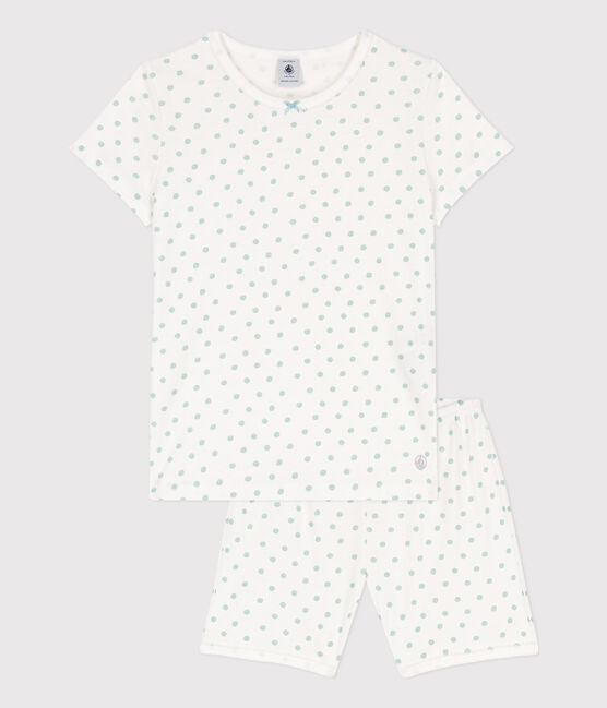 Kinderkuzpyjama aus Baumwolle mit Polka-Dot-Muster für Mädchen MARSHMALLOW/ BOB