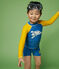 Kinder-T-Shirt mit UV-Schutz aus recycelten Materialien für Jungen blau MYKONOS/gelb TEHONI