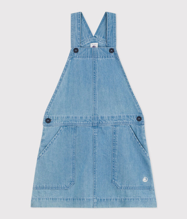 Kinder-Latzkleid aus leichtem Denim f&uuml;r M&auml;dchen blau