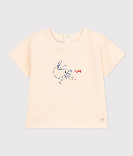 Kurzärmeliges Baby-T-Shirt aus leichtem Jersey naturfarben AVALANCHE