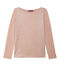 Damen-Langarmshirt aus beschichtetem Leinen rosa ROSE/grau ARGENT