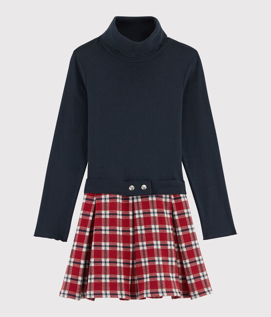 Langärmeliges Kinderkleid für Mädchen blau SMOKING/weiss MULTICO