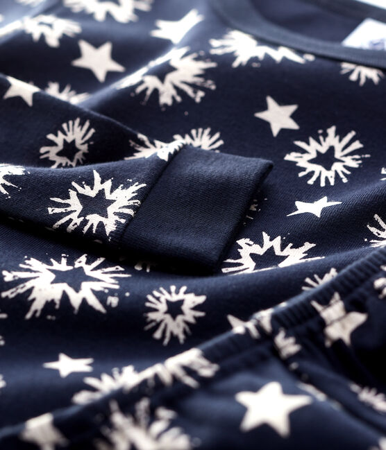 Snugfit-Kinderpyjama mit Sternen-Print für Jungen blau SMOKING/weiss MARSHMALLOW