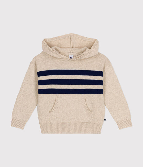 Kinder-Kapuzenpullover aus Wolle und Baumwolle für Jungen weiss AVALANCHE/ MEDIEVAL