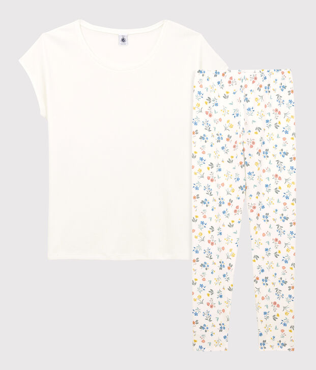 &Auml;rmelloser Kinderpyjama aus Baumwolle f&uuml;r M&auml;dchen weiss/vielfarbig