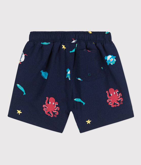 Baby-Badeshorts aus recyceltem Material blau MEDIEVAL/weiss MULTICO