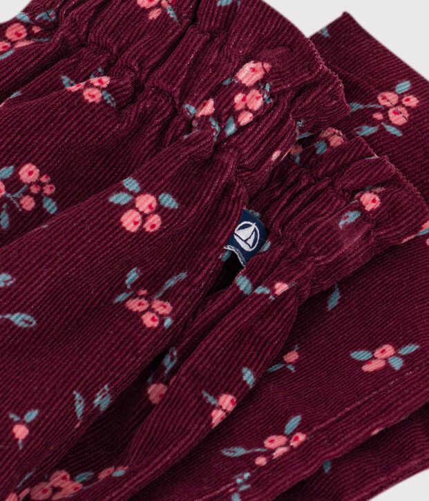 Baby-Hose aus gebl&uuml;mtem Fein-Cord rot/vielfarbig