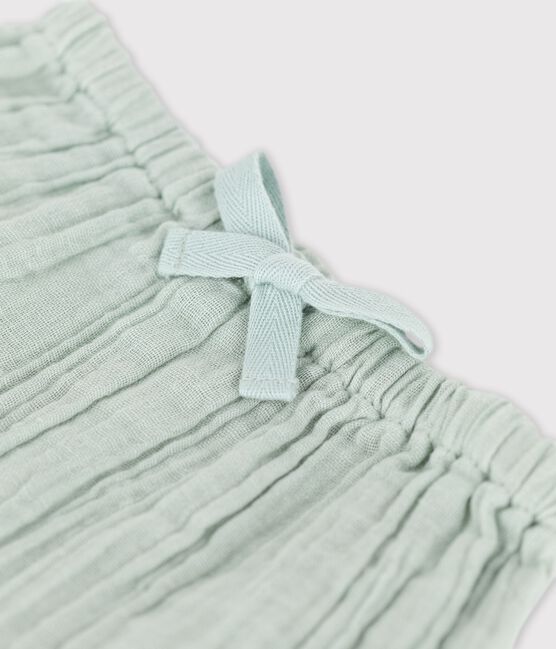 Einfarbige Baby-Pluderhose aus Bio-Musselinstoff grün HERBIER