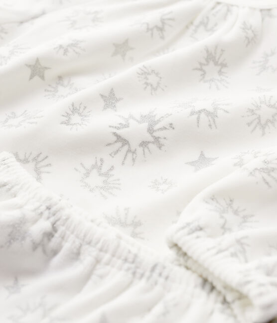 Kinderpyjama aus Nicki mit Sternen-Print für Mädchen weiss MARSHMALLOW/grau ARGENT