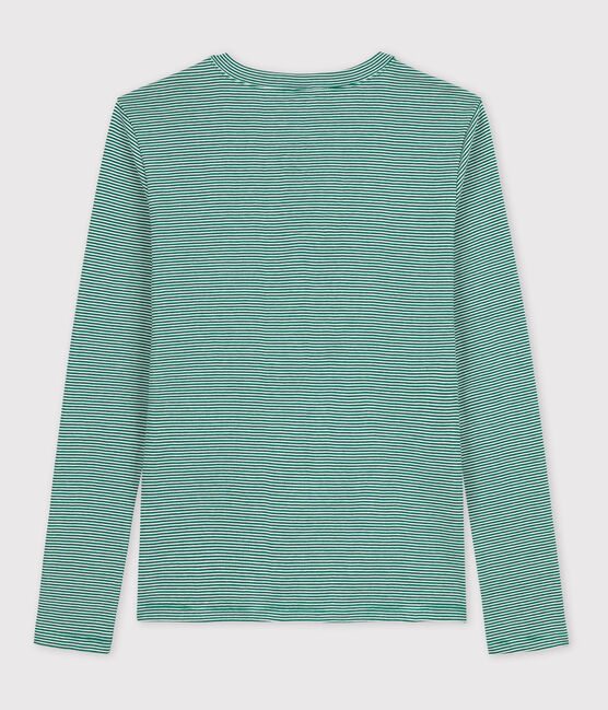 Eng anliegendes T-Shirt mit Rundhalsausschnitt aus Bio-Baumwolle für Damen blau ROVER/weiss MARSHMALLOW