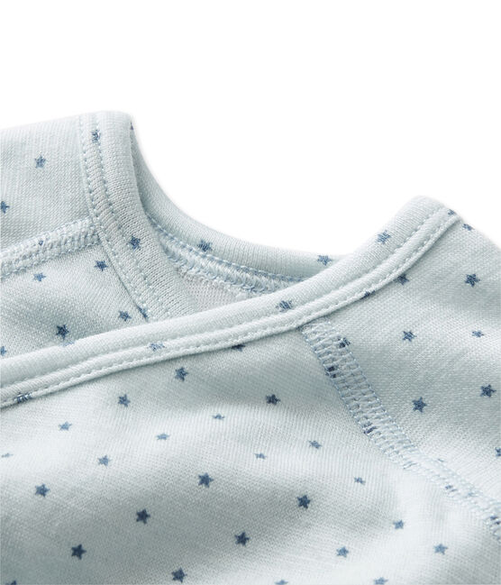 Langärmeliger Baby-Jungen-Body aus Wolle/Baumwolle für Neugeborene blau FRAICHEUR/grau TEMPETE