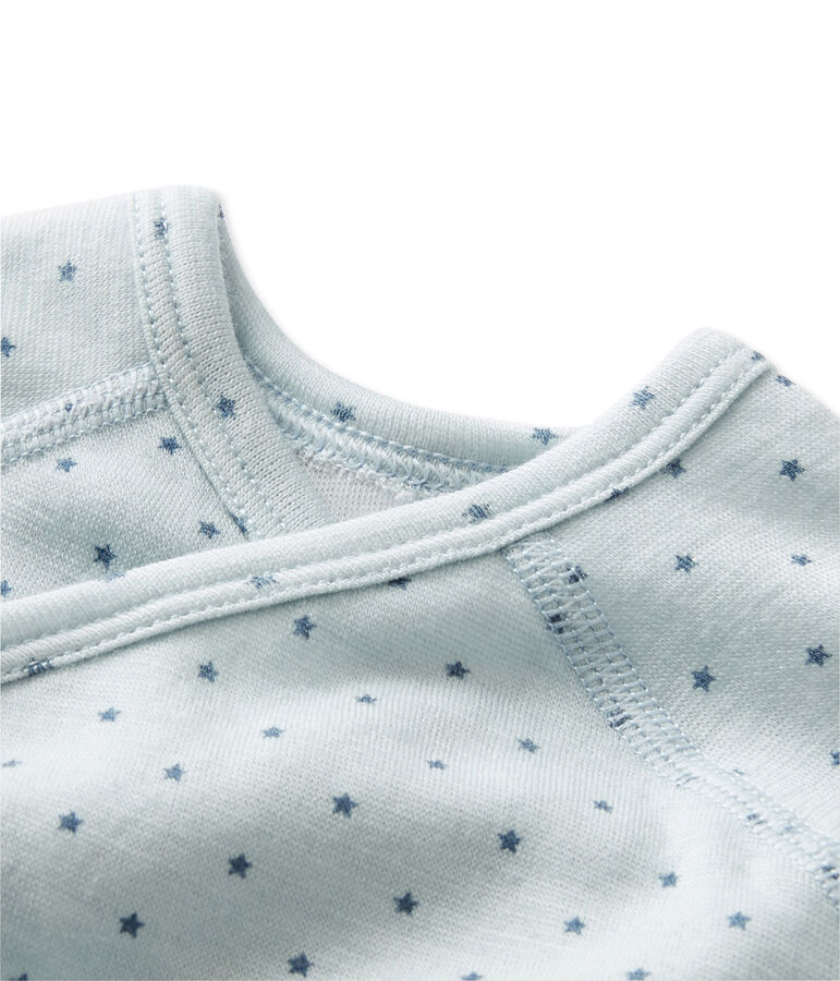 Lang&auml;rmeliger Baby-Jungen-Body aus Wolle/Baumwolle f&uuml;r Neugeborene blau/grau