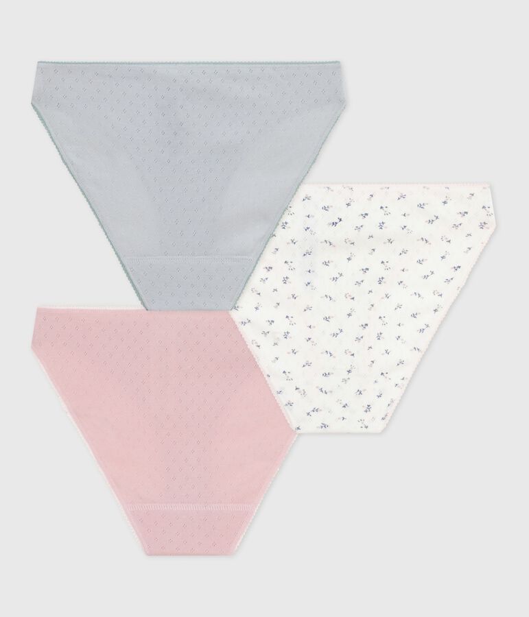 Set Damen Slips aus Baumwolle mit Lochstickerei vielfarbig