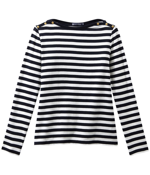 Gestreiftes Damen-Langarmshirt blau/weiss