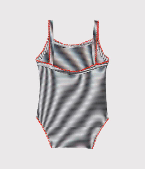 Baby-Badeanzug mit Ringelstreifen für Mädchen blau ABYSSE/weiss LAIT