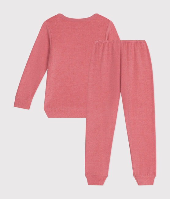 Kinder-Pyjama aus aufgerautem einfarbigen Frottee rosa ROSEWOOD