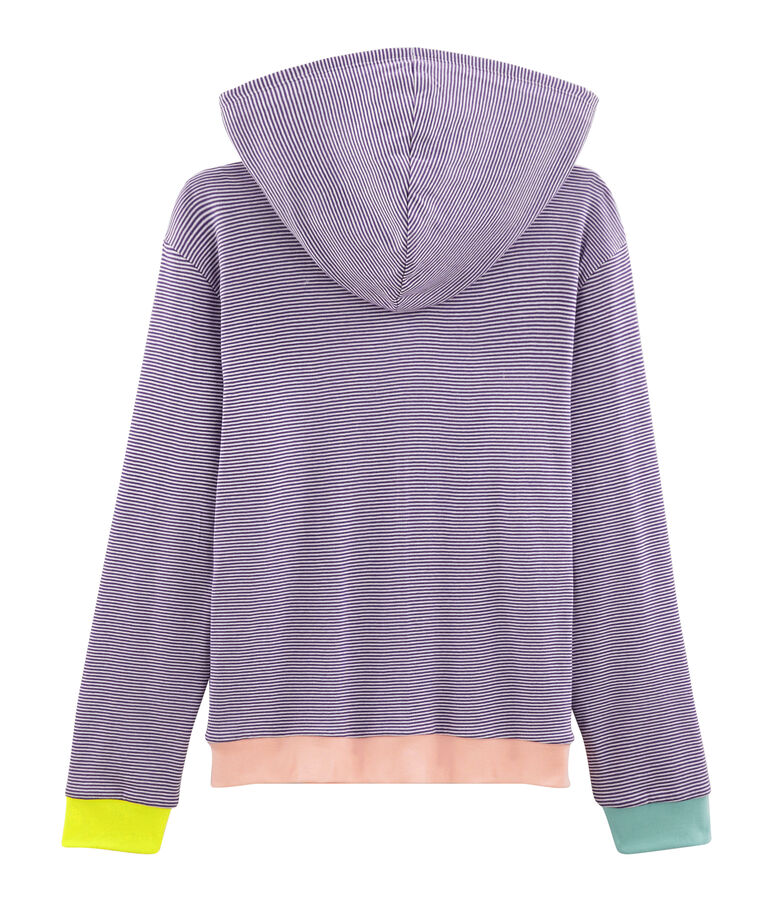 Kapuzen-Sweatshirt Damen violett/weiss