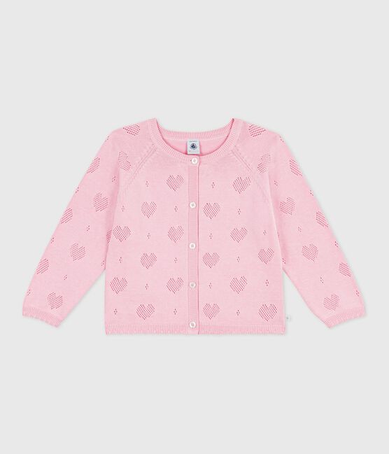 Kinder-Cardigan aus einfarbiger Baumwolle rosa MARQUISE