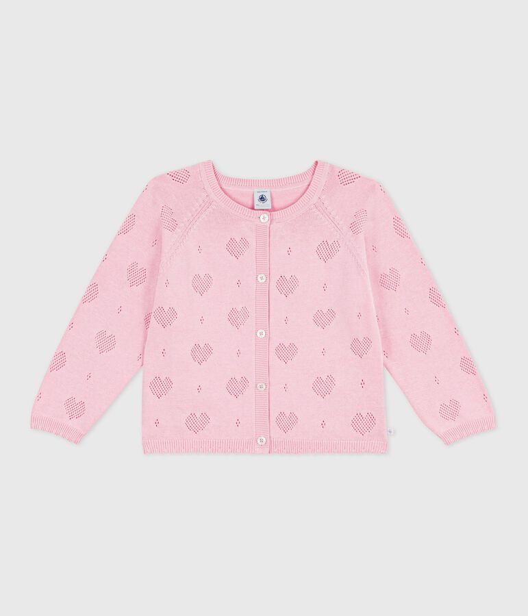 Kinder-Cardigan aus einfarbiger Baumwolle rosa