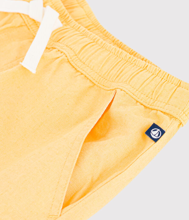 Kinder-Bermudashorts aus einfarbiger Baumwolle gelb