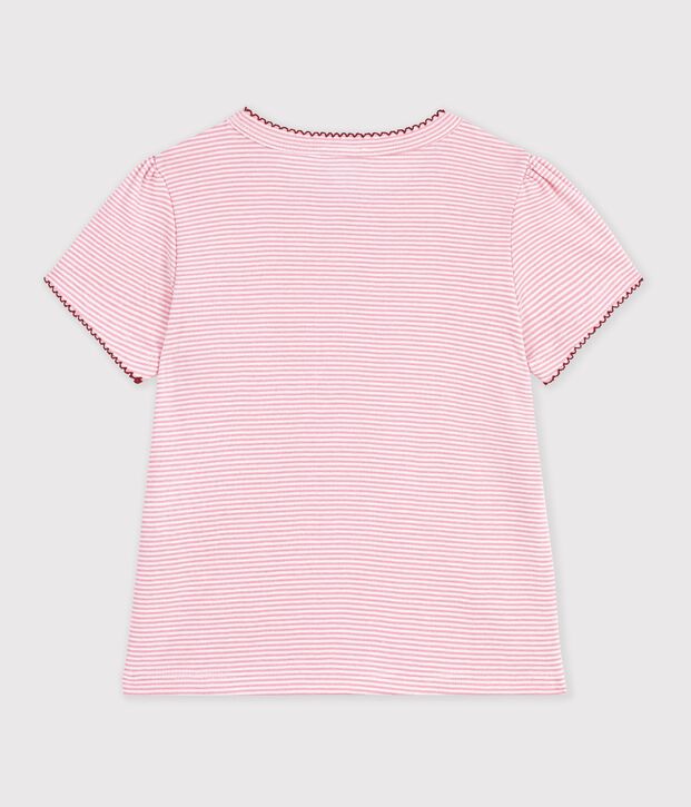 Kurz&auml;rmeliges Kinder-T-Shirt mit Streifen rosa/weiss