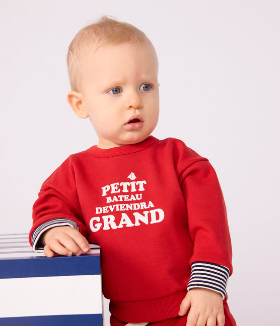 Baby-Sweatshirt aus Baumwolle mit Motiv rot POMPEI