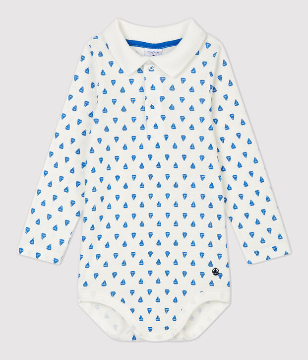 Baby-Body aus Baumwolle. weiss/blau