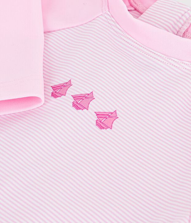 Baby Bade-Overall mit UV-Schutz rosa/weiss