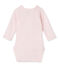Langärmeliger Baby-Mädchen-Body aus Wolle/Baumwolle für Neugeborene rosa VIENNE/rosa GRETEL