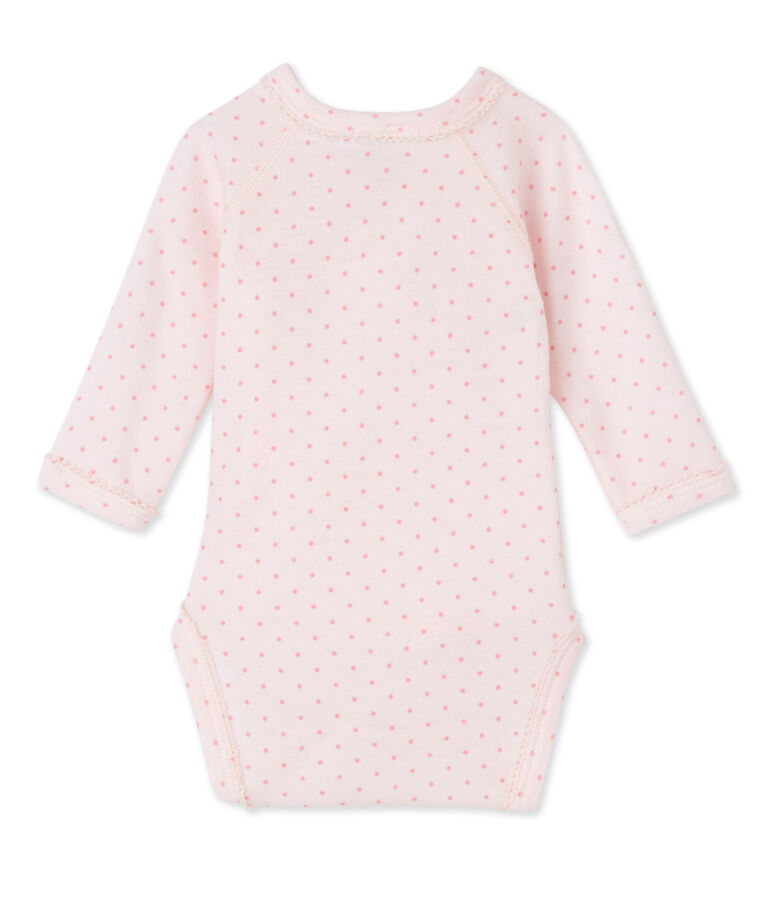 Lang&auml;rmeliger Baby-M&auml;dchen-Body aus Wolle/Baumwolle f&uuml;r Neugeborene rosa/rosa